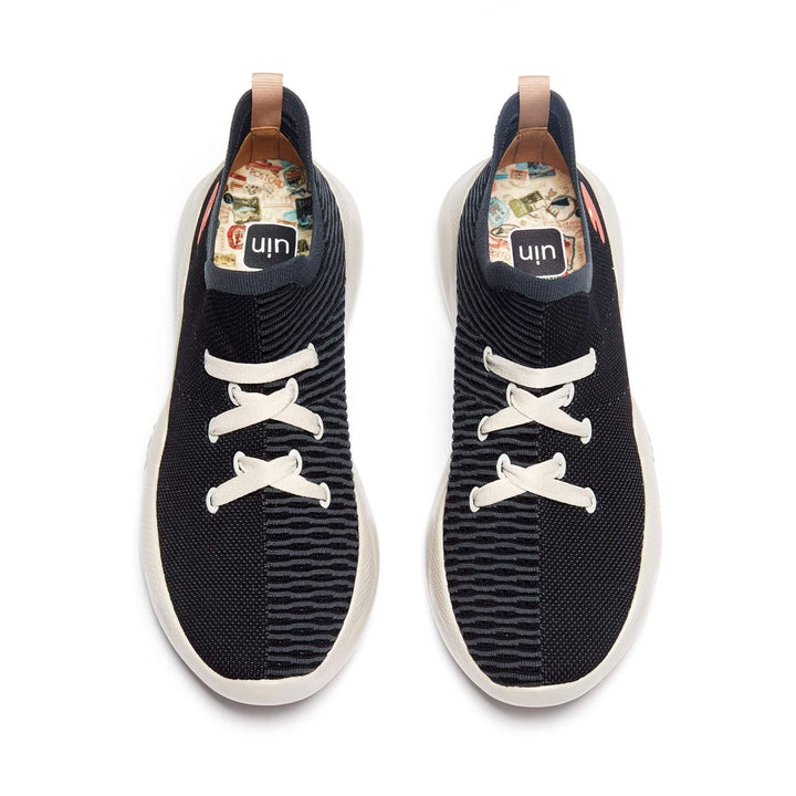 UIN Men Double Black Mijas Men Canvas loafers