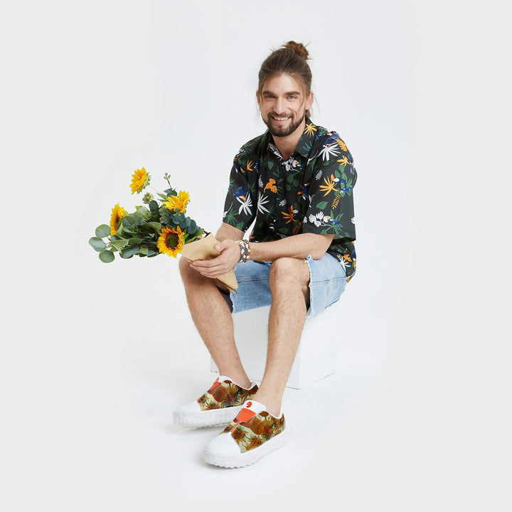 UIN Men Van Gogh Sunflowers Las Ramblas Men Canvas loafers