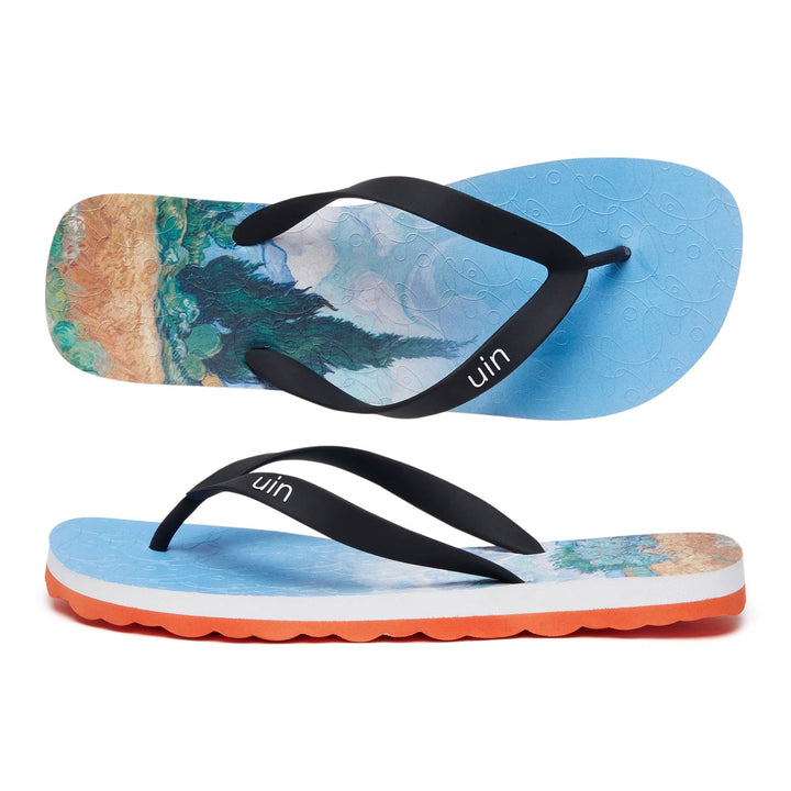 UIN Men Van Gogh Wheatfield with Cypresses Blanes Men Canvas loafers