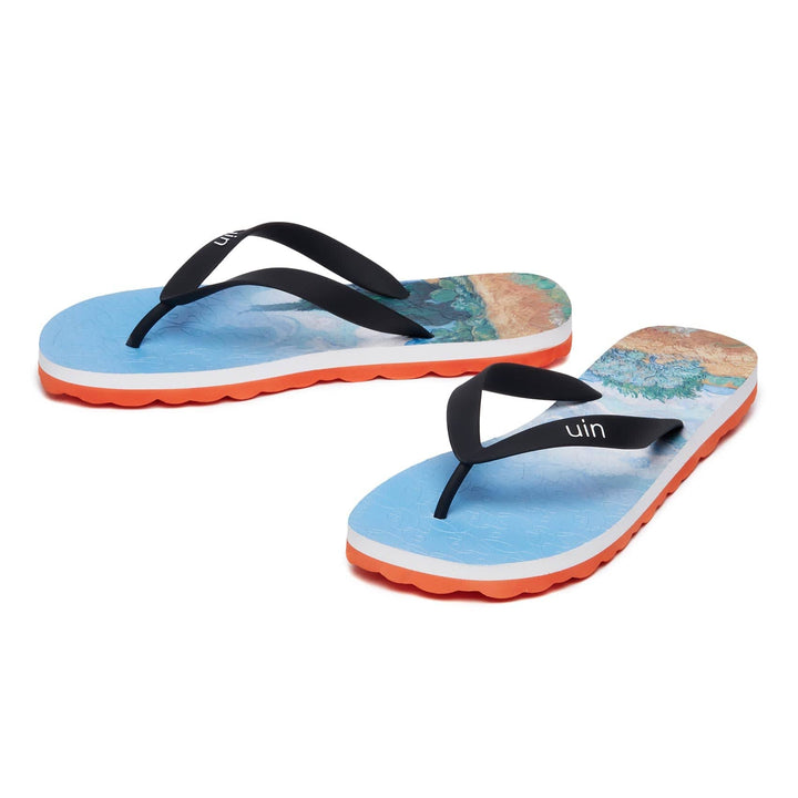 UIN Men Van Gogh Wheatfield with Cypresses Blanes Men Canvas loafers