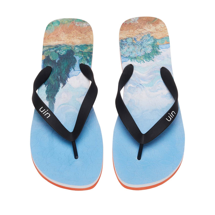 UIN Men Van Gogh Wheatfield with Cypresses Blanes Men Canvas loafers