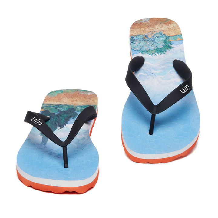 UIN Men Van Gogh Wheatfield with Cypresses Blanes Men Canvas loafers