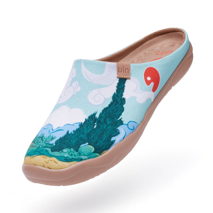 UIN Men Van Gogh Wheatfield with Cypresses Malaga Slipper Men Canvas loafers