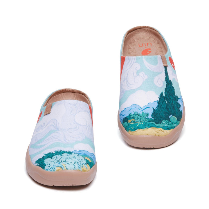UIN Men Van Gogh Wheatfield with Cypresses Malaga Slipper Men Canvas loafers