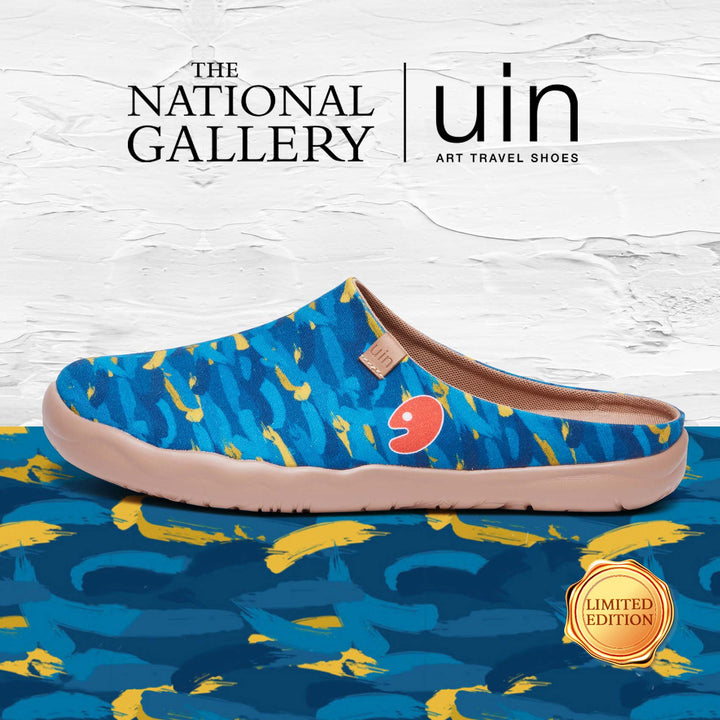 UIN Men Van Gogh Wheatfield with Cypresses V1 Malaga Slipper Men Canvas loafers
