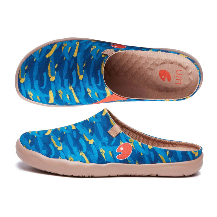 UIN Men Van Gogh Wheatfield with Cypresses V1 Malaga Slipper Men Canvas loafers