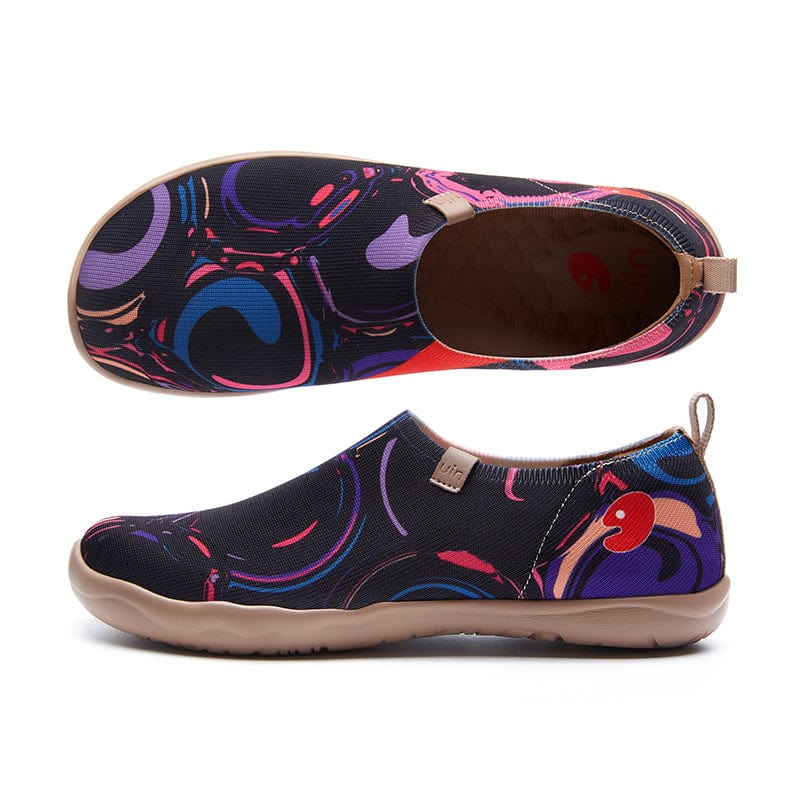 UIN Women's Art Painted Travel Shoes - Slip-On Knit Loafers, Lightweight Sneakers With Birds & Flowers Pattern (Toledo I)