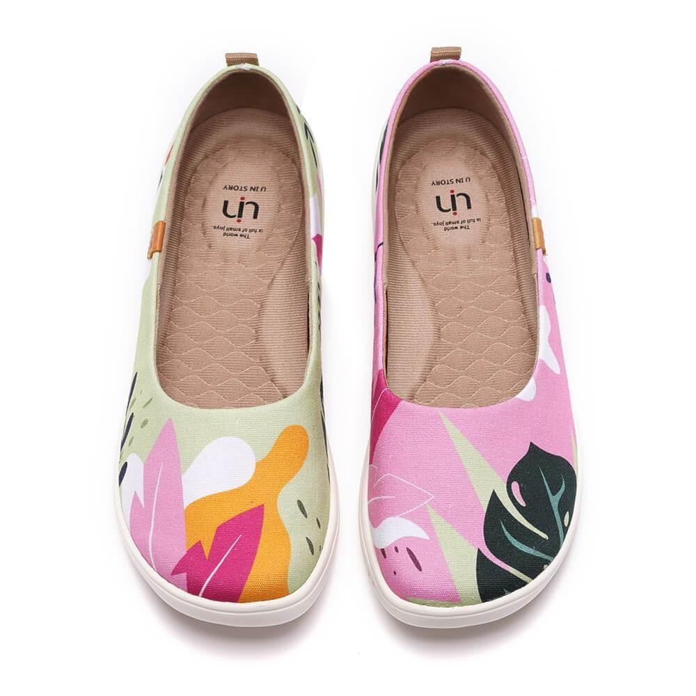 UIN women's Ballet Flats Cute Floral Lightweight Slip On Art