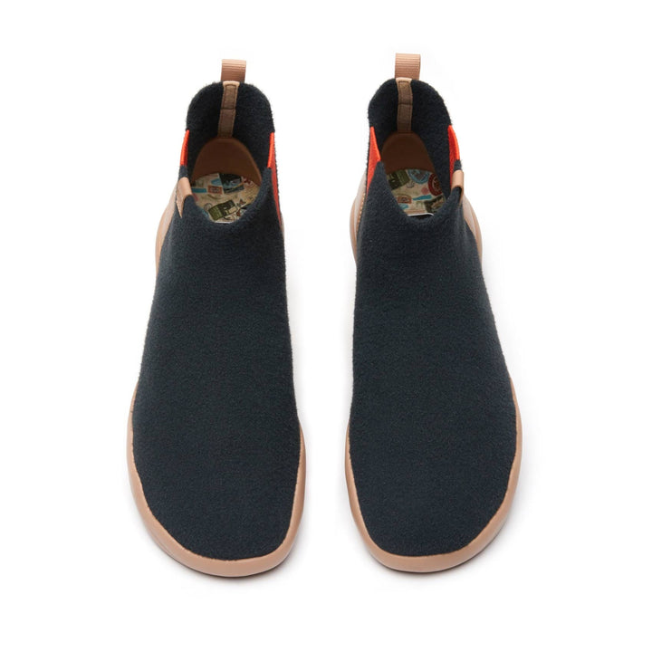 UIN Men Black Knitted Wool Granada Men Canvas loafers