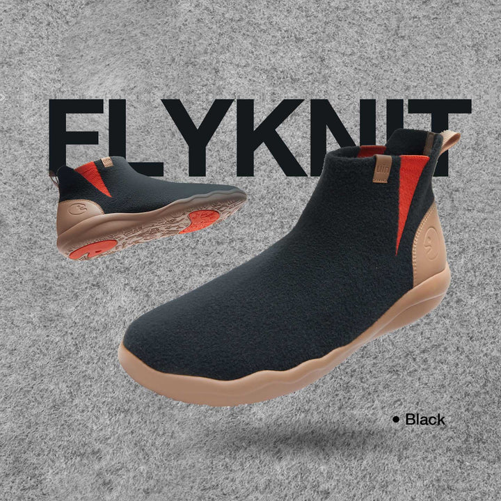 UIN Men Black Knitted Wool Granada Men Canvas loafers