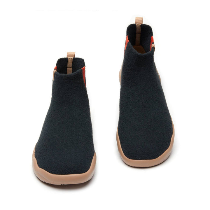 UIN Men Black Knitted Wool Granada Men Canvas loafers