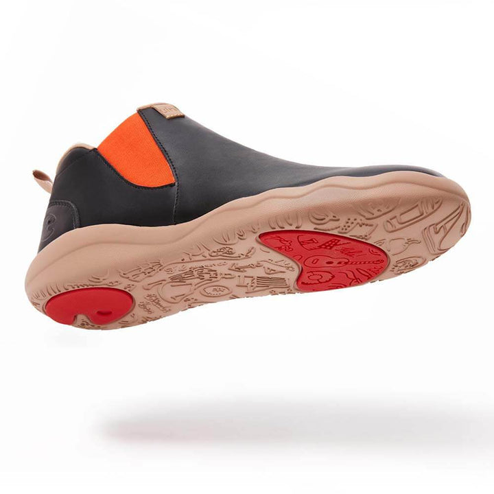 UIN Men Granada Black Split Leather Chelsea Boots Men Canvas loafers