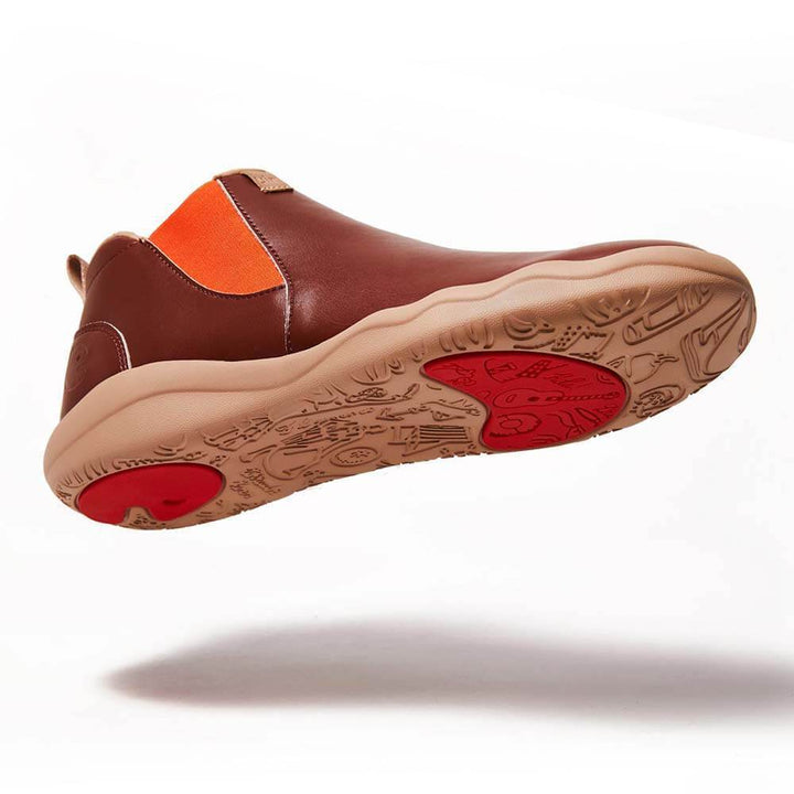 UIN Men Granada Burgundy Split Leather Boots Men Canvas loafers