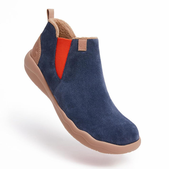 UIN Men Granada Deep Blue Cow Suede Chelsea Boots Men Canvas loafers