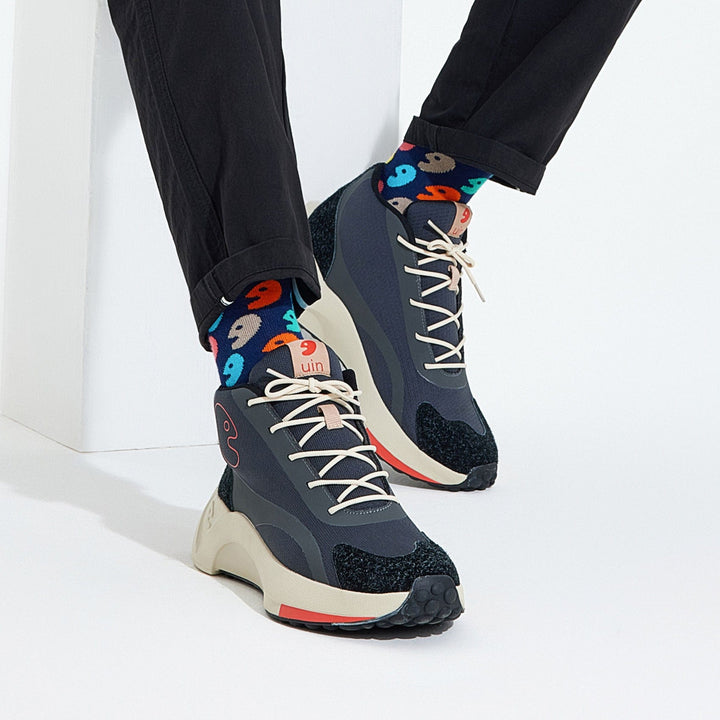 UIN Men Grey Black Sevilla III Men Canvas loafers