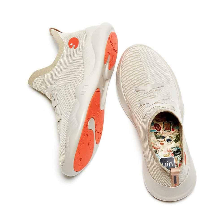 UIN Men Off-white Brown Mijas Canvas loafers