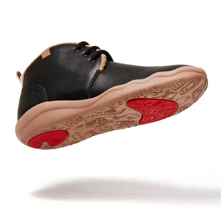 UIN Men (Pre-sale) Bilbao Black Split Leather Lace-up Boots Men Canvas loafers