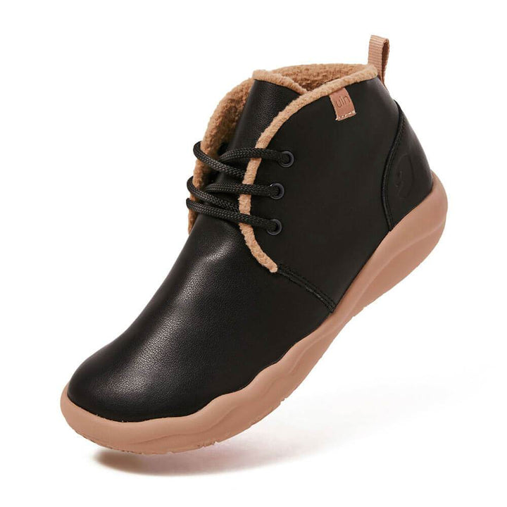 UIN Men (Pre-sale) Bilbao Black Split Leather Lace-up Boots Men Canvas loafers