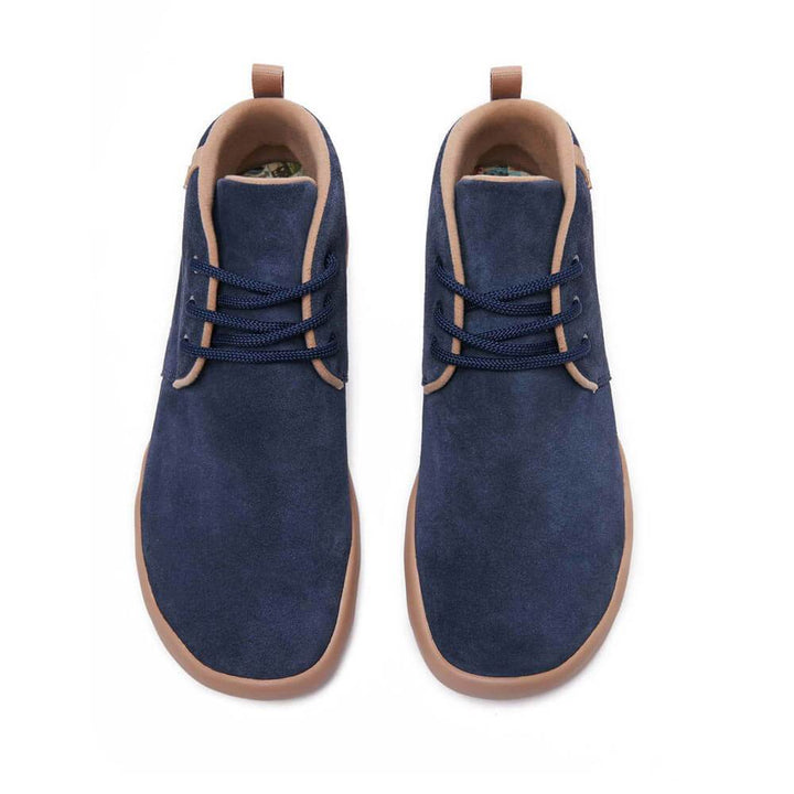 UIN Men (Pre-sale) Bilbao Deep Blue Cow Suede Lace-up Boots Men Canvas loafers