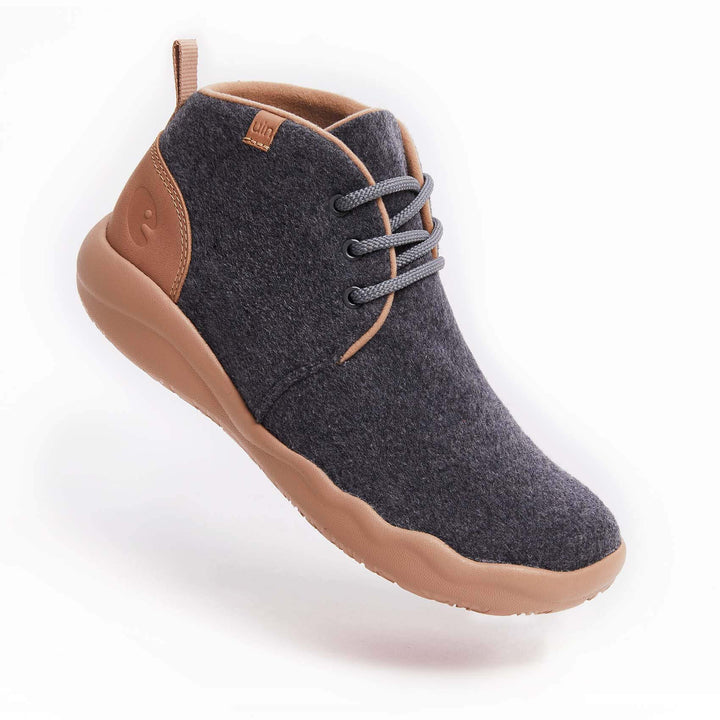 UIN Footwear Men (Pre-sale) Bilbao Deep Grey Wool Lace-up Boots Men Canvas loafers