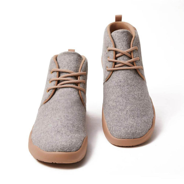 UIN Men (Pre-sale) Bilbao Light Grey Wool Lace-up Boots Men Canvas loafers