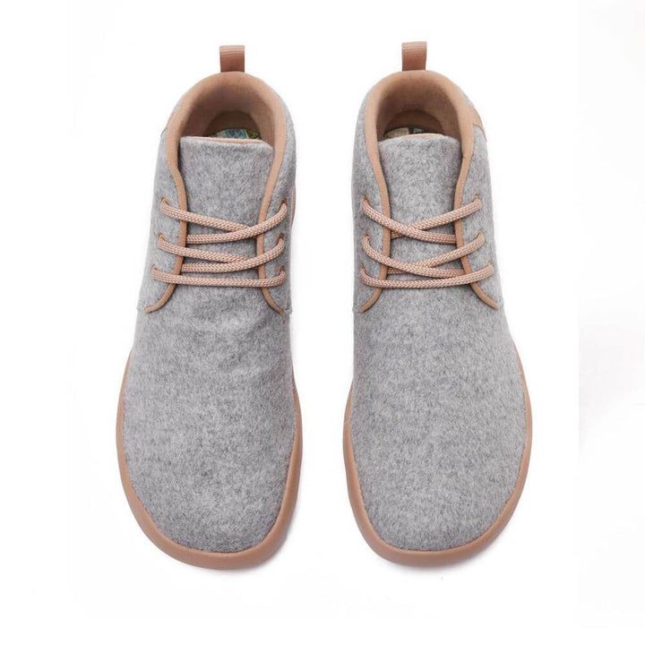 UIN Men (Pre-sale) Bilbao Light Grey Wool Lace-up Boots Men Canvas loafers