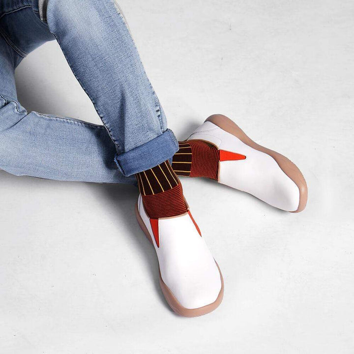 UIN Men (Pre-sale) Cuenca White Split Leather Men Canvas loafers