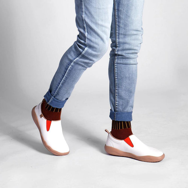 UIN Men (Pre-sale) Cuenca White Split Leather Men Canvas loafers