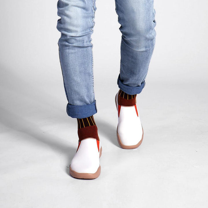 UIN Men (Pre-sale) Cuenca White Split Leather Men Canvas loafers