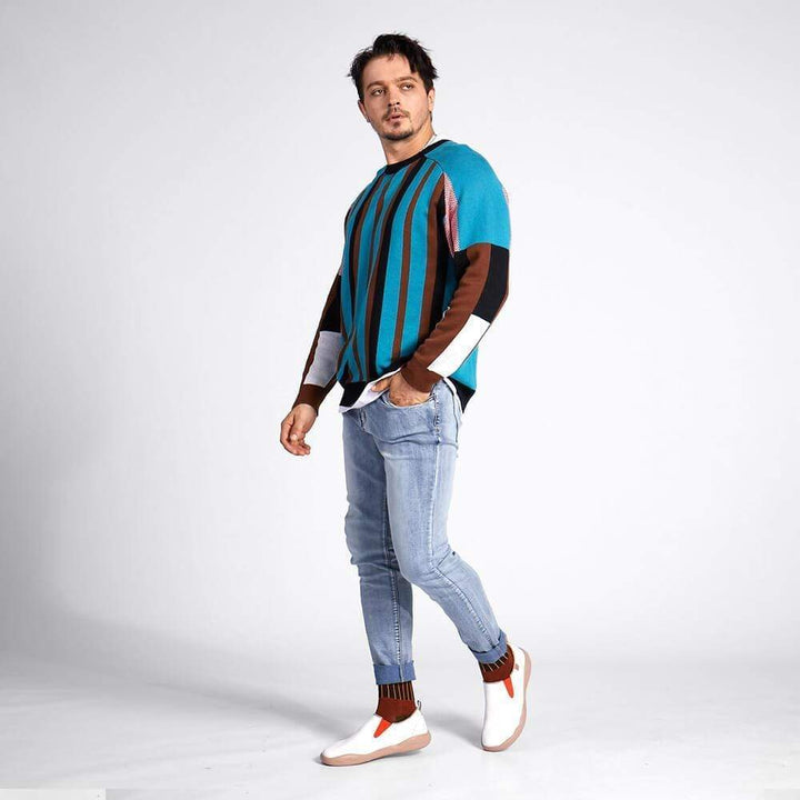 UIN Men (Pre-sale) Cuenca White Split Leather Men Canvas loafers