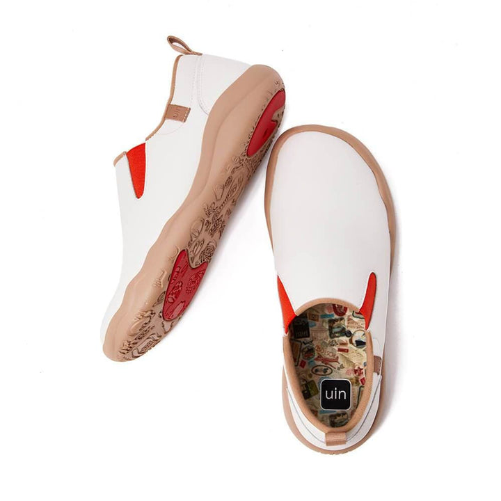 UIN Men (Pre-sale) Cuenca White Split Leather Men Canvas loafers