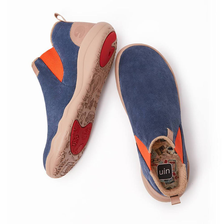 UIN Men (Pre-sale) Granada Deep Blue Cow Suede Boots Men Canvas loafers