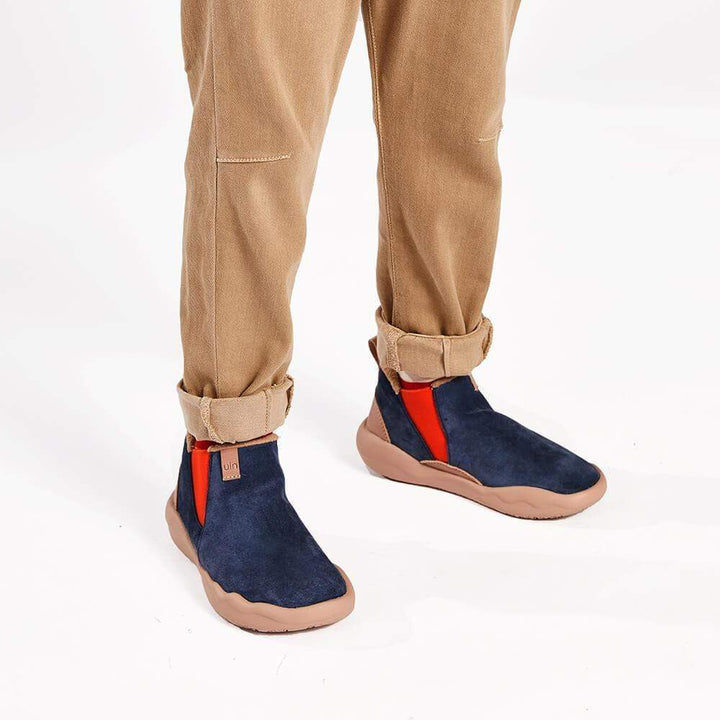 UIN Men (Pre-sale) Granada Deep Blue Cow Suede Boots Men Canvas loafers