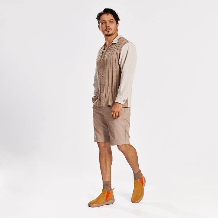 UIN Men (Pre-sale) Granada Khaki Cow Suede Boots Men Canvas loafers