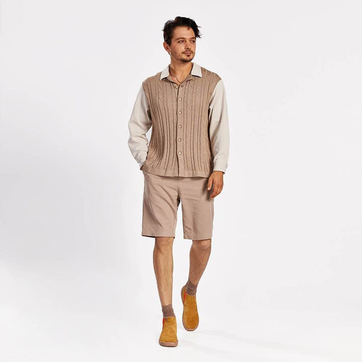 UIN Men (Pre-sale) Granada Khaki Cow Suede Boots Men Canvas loafers