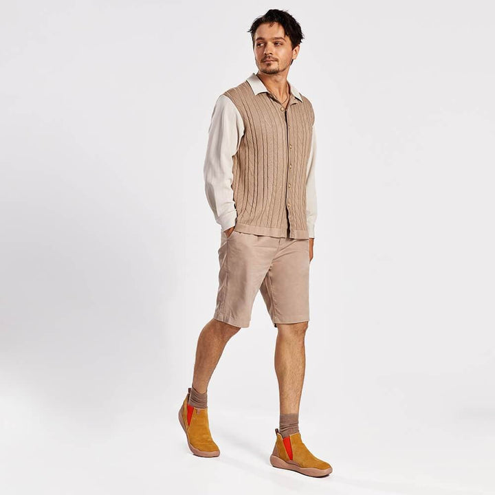 UIN Men (Pre-sale) Granada Khaki Cow Suede Boots Men Canvas loafers