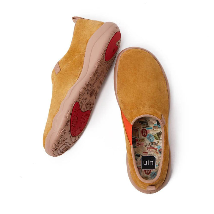 UIN Men (Pre-sale) Toledo II Khaki Cow Suede Men Canvas loafers