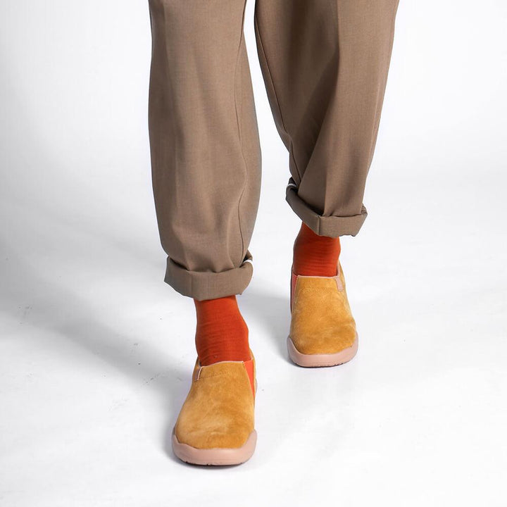 UIN Men (Pre-sale) Toledo II Khaki Cow Suede Men Canvas loafers