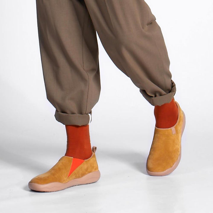 UIN Men (Pre-sale) Toledo II Khaki Cow Suede Men Canvas loafers