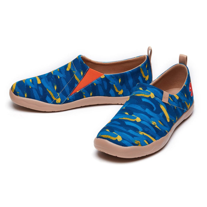 UIN Men Van Gogh Wheatfield with Cypresses V1 Men Canvas loafers