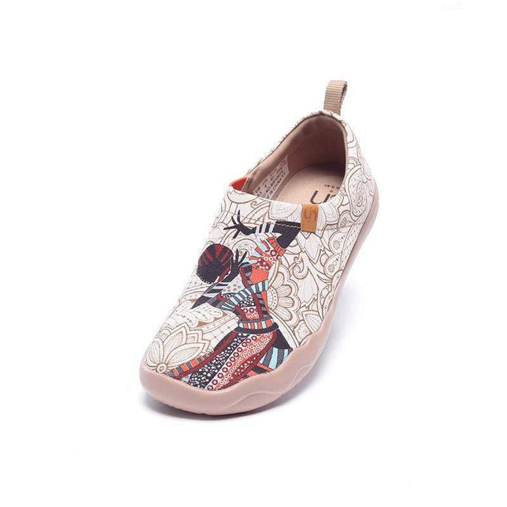 UIN Women Black Pearl Canvas loafers