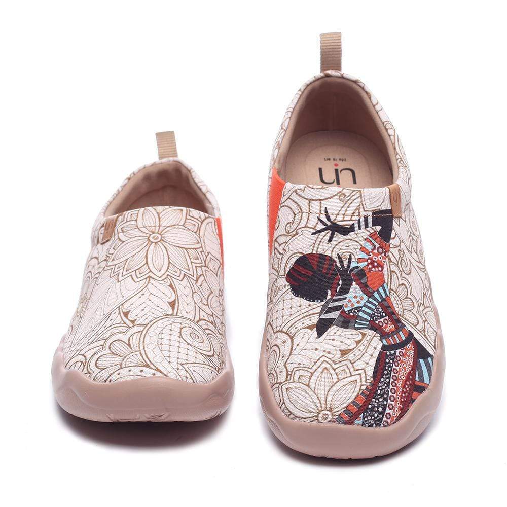 UIN Women Black Pearl Canvas loafers