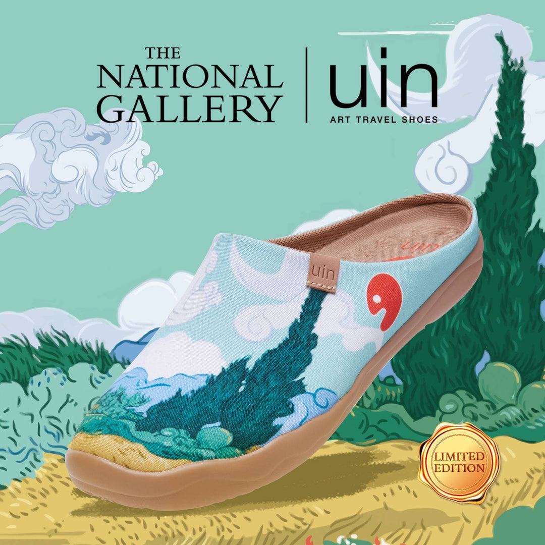 UIN Men Van Gogh Wheatfield with Cypresses Malaga Slipper Men Canvas loafers