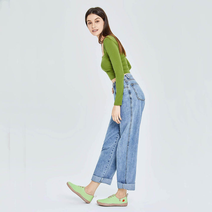UIN Women Moguer Pastel Green Canvas loafers