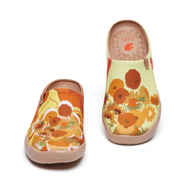 UIN Women Van Gogh Sunflowers V1 Malaga Slipper Women Canvas loafers