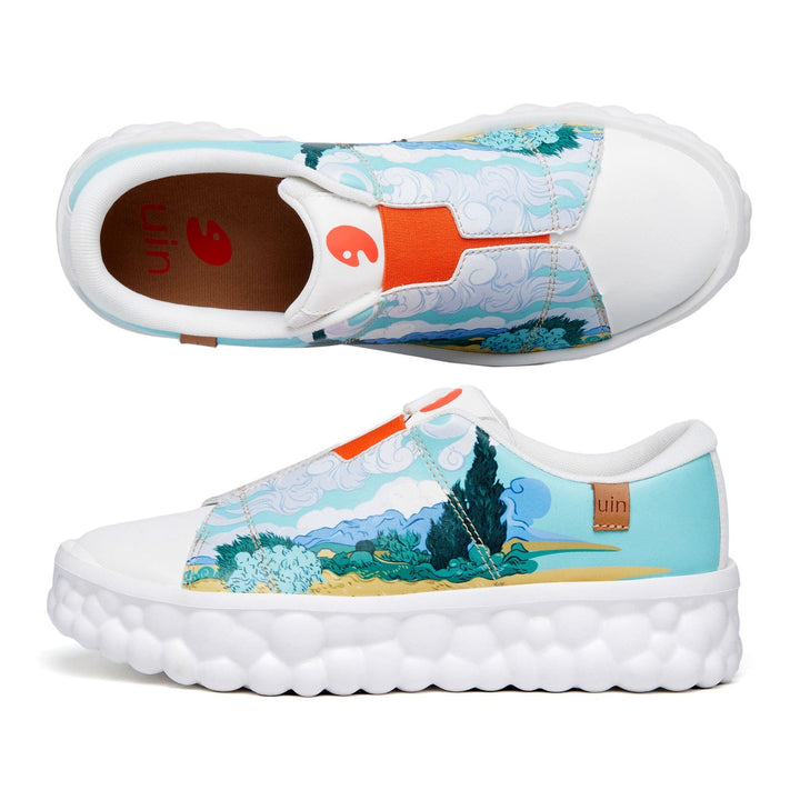 UIN Women Van Gogh Wheatfield with Cypresses Las Ramblas Women Canvas loafers