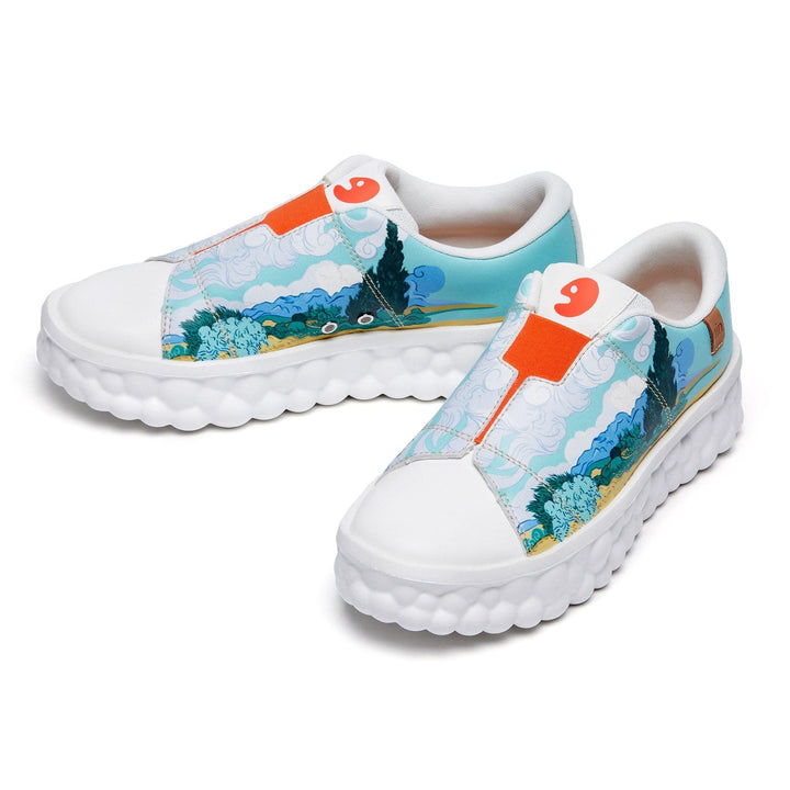 UIN Women Van Gogh Wheatfield with Cypresses Las Ramblas Women Canvas loafers