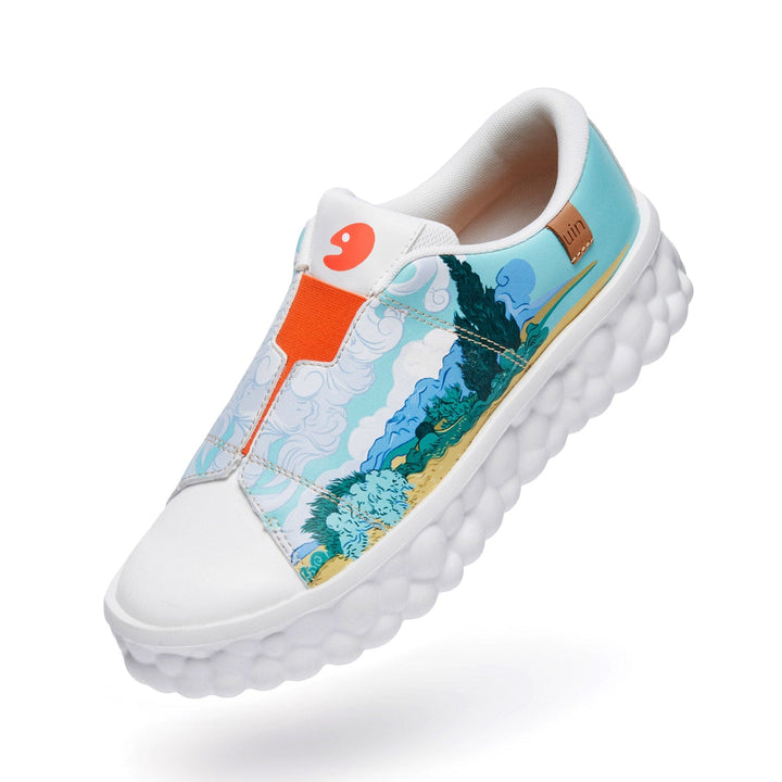 UIN Women Van Gogh Wheatfield with Cypresses Las Ramblas Women Canvas loafers