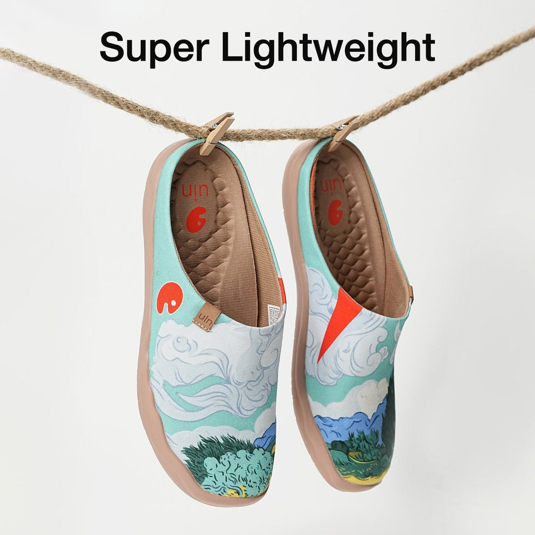 UIN Women Van Gogh Wheatfield with Cypresses Malaga Slipper Women Canvas loafers