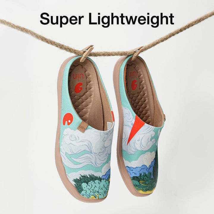 UIN Women Van Gogh Wheatfield with Cypresses Malaga Slipper Women Canvas loafers